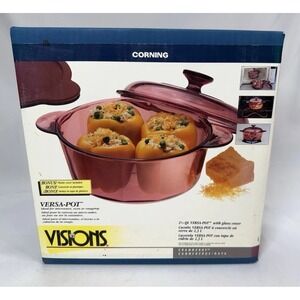 VTG 1995 Corning VISIONS Cranberry 2.5 Quart Covered VERSA-POT SEALED BOX